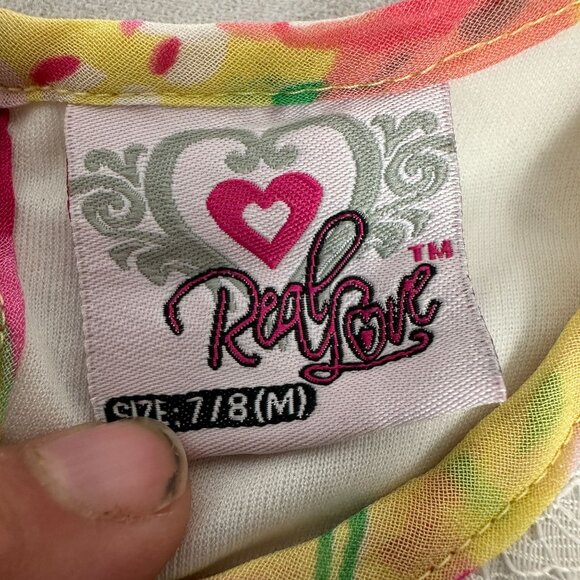 Real Love Girls' High-Low Floral Dress With Lace Bodice Size 7/8 Multicolor - Picture 4 of 5